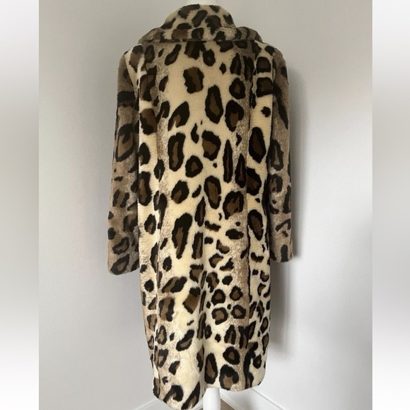 Curations Leopard Print Vintage Coat Faux Fur Large L - Picture 2 of 4